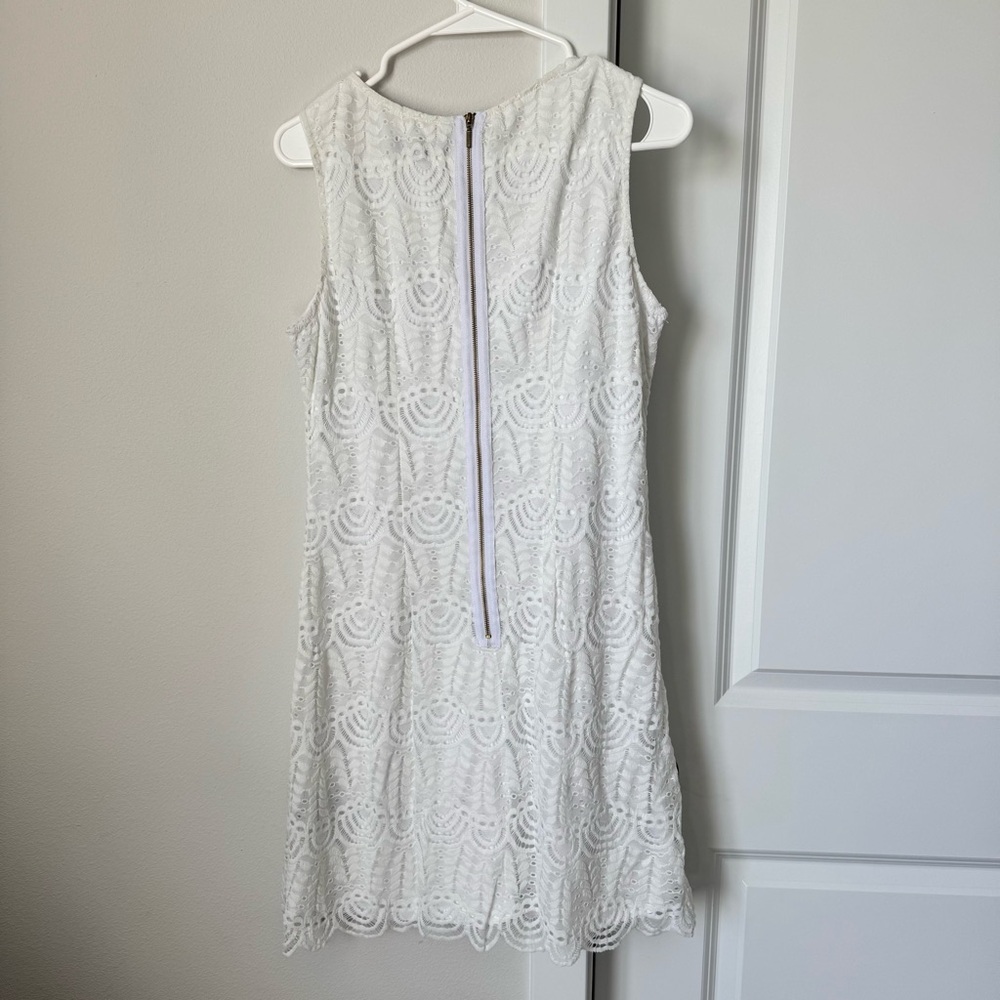 White Lace Sharagano Dress Size 8 Petite Bridal Shower Bachelorette Lacemade - Picture 6 of 10